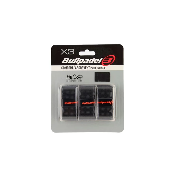 Bullpadel perforated overgrip 3-as csomag fekete